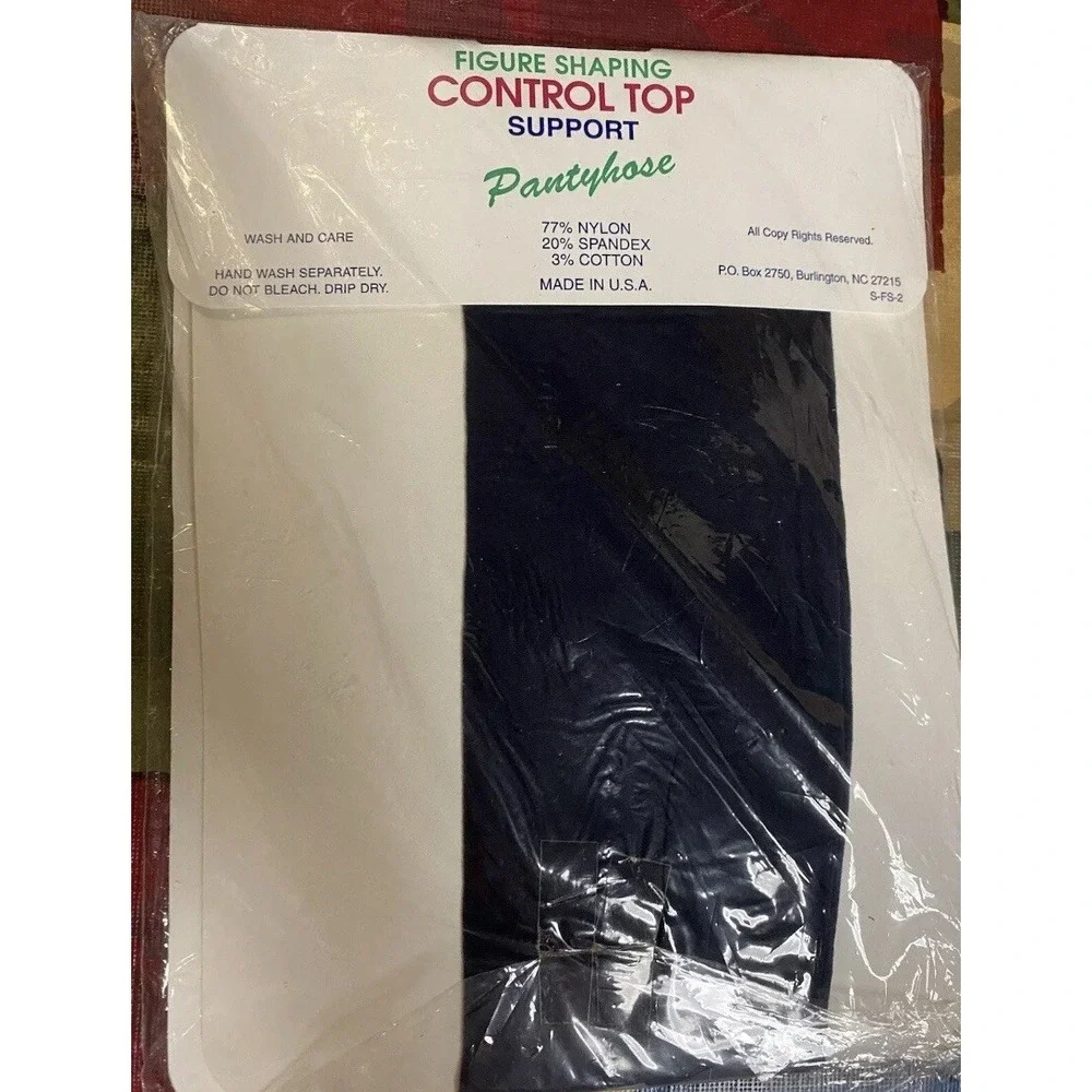 Support Figure Shaping Control Top Pantyhose Navy Blue Sheer Silk Soft Tights M